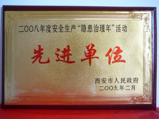 2009年2月，被西安市人民政府評為2008年度安全生產(chǎn)“隱患治理年”活動先進單位